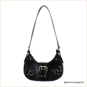 Studded PU Leather Clutch Handbag with Adjustable Shoulder Strap